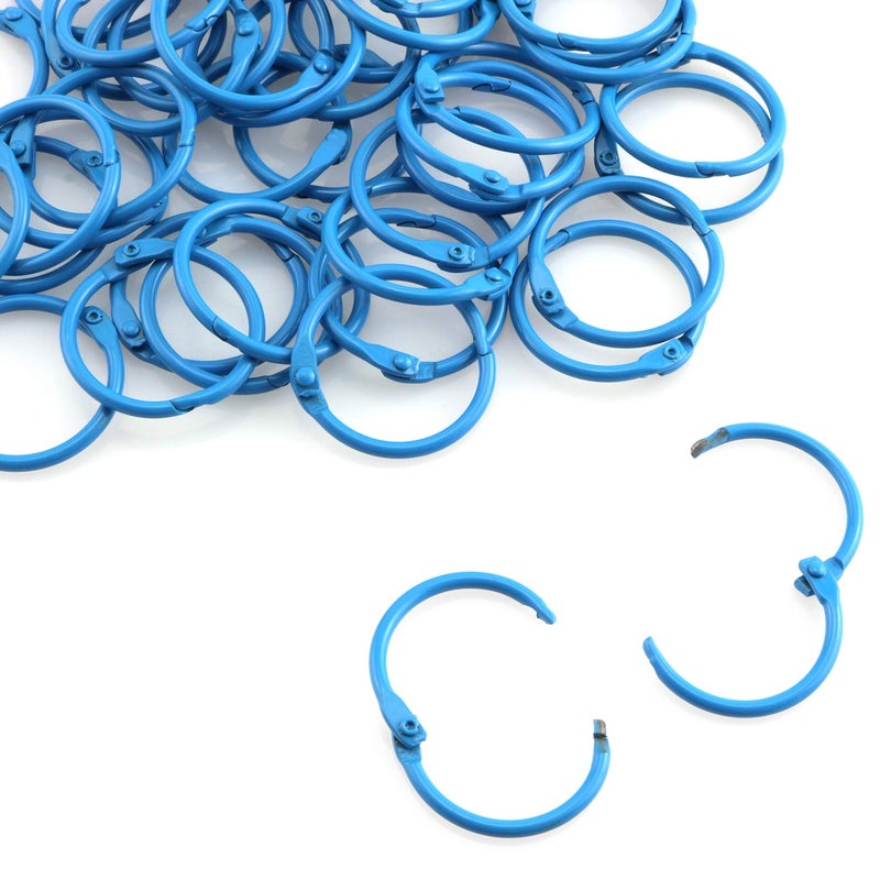 Lind Kitchen 50pcs 1" Book Ring Metal Loose Leaf Ring,Book Binder Hinged Buckle Rings Scrapbook Sketchbook Craft Photo Album DIY Binding Ring 25mm(Blue) - Image 1